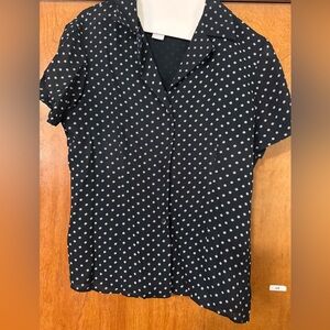Jones New York Black Silk Short-Sleeve Button Front Top Lined Women's Size 8